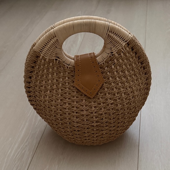 Handbags - Rattan Brown Round Woven Mini Bag